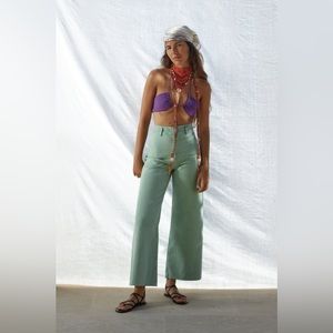 Zara Sage Green Marine Straight Jeans